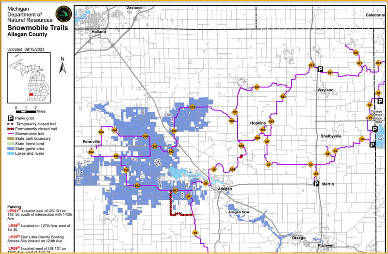 Screenshot of a PDF snowmobile map