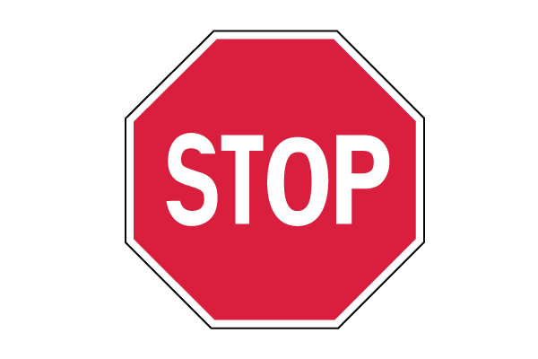 Red octagon-shaped sign with the word STOP in white text