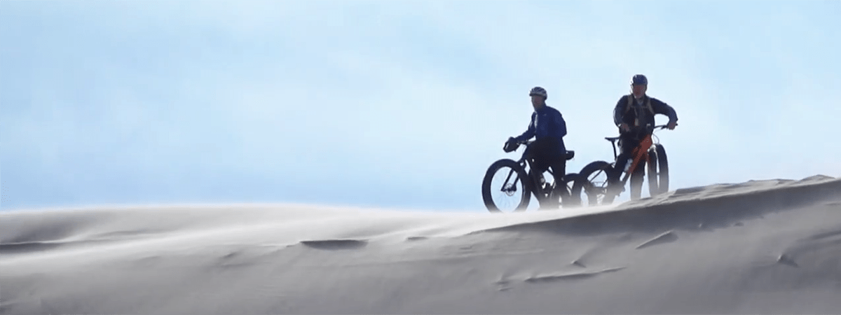 fat-tire bikes parked on dune