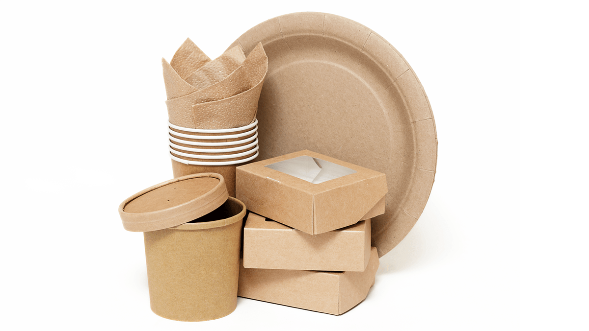 Paper products made from trees including napkins, paper plates and biodegradable takeout containers