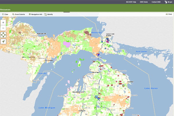 A screen shot of an online hunting lands locator map. 
