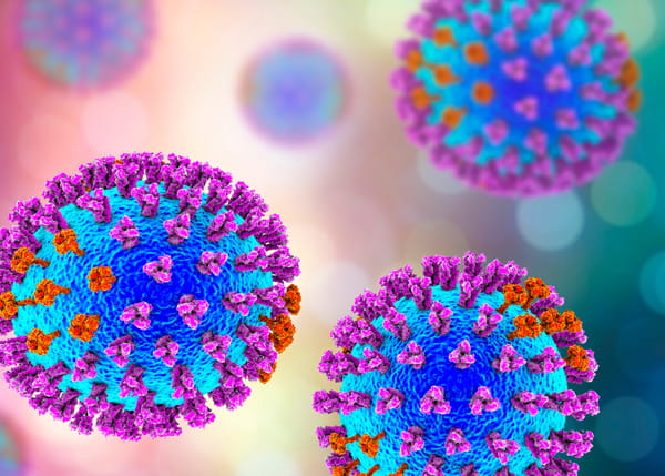 A computer generated image of the flu virus. 