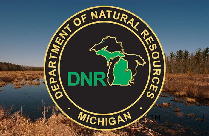 Wetland area with a large Michigan DNR logo over most of the image.