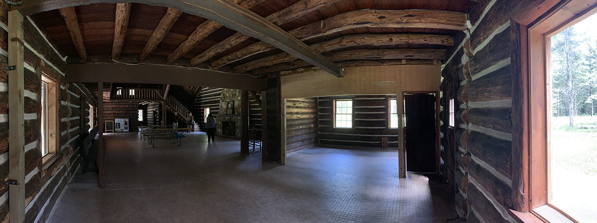 log interior of memorial building