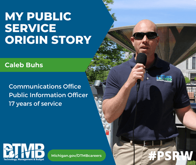 DTMB PSRW Origin Story image featuring image of Caleb Buhs.