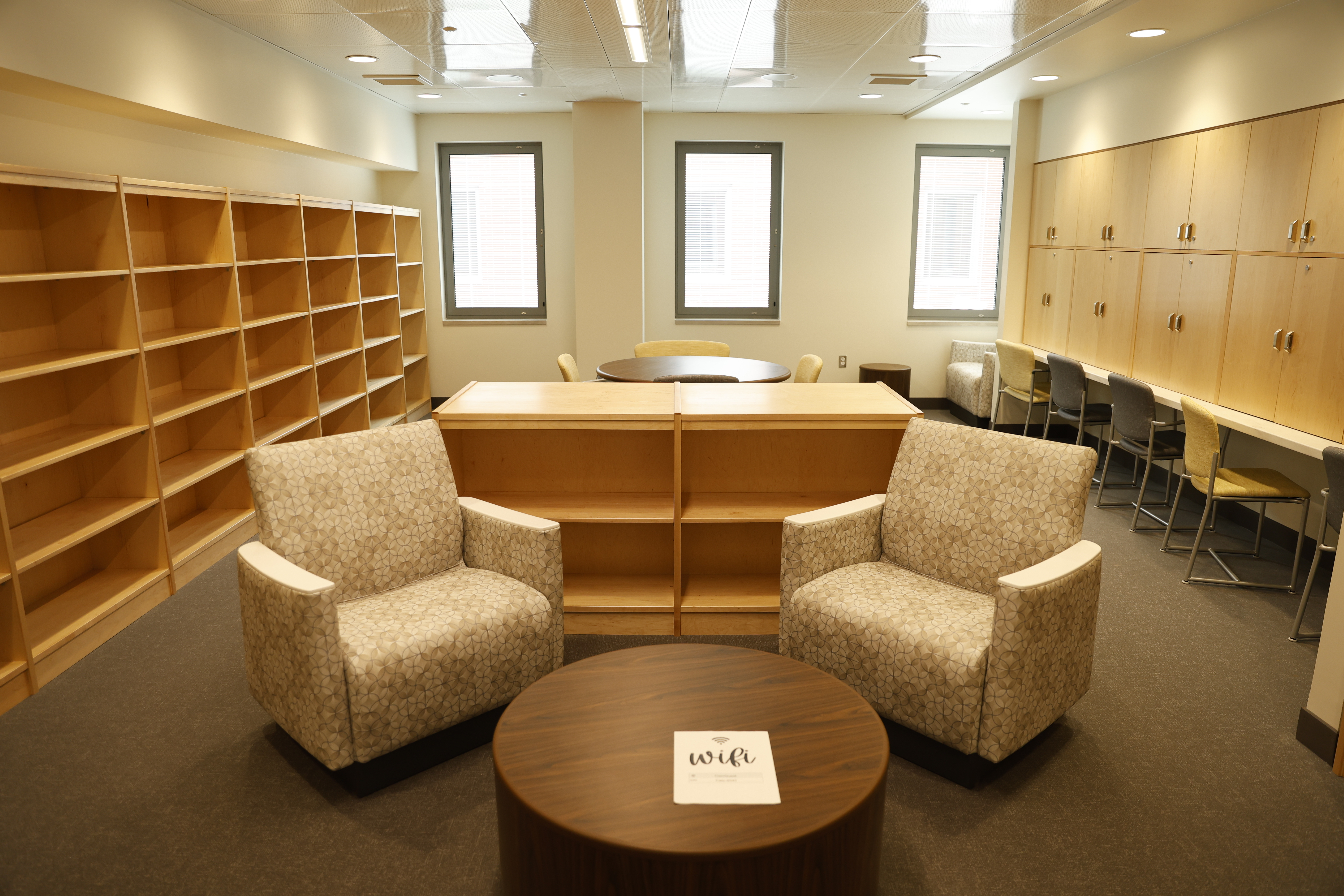 Image of complete Caro Psychiatric Hospital. Chairs in a sitting area.