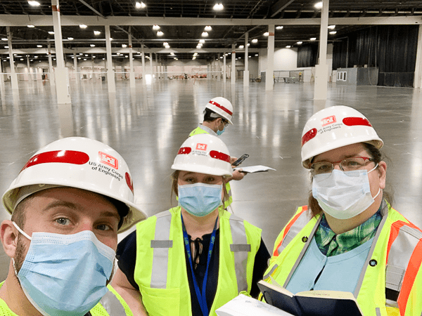 Photo of staff at the Suburban Collection Showplace field hospital in Novi.