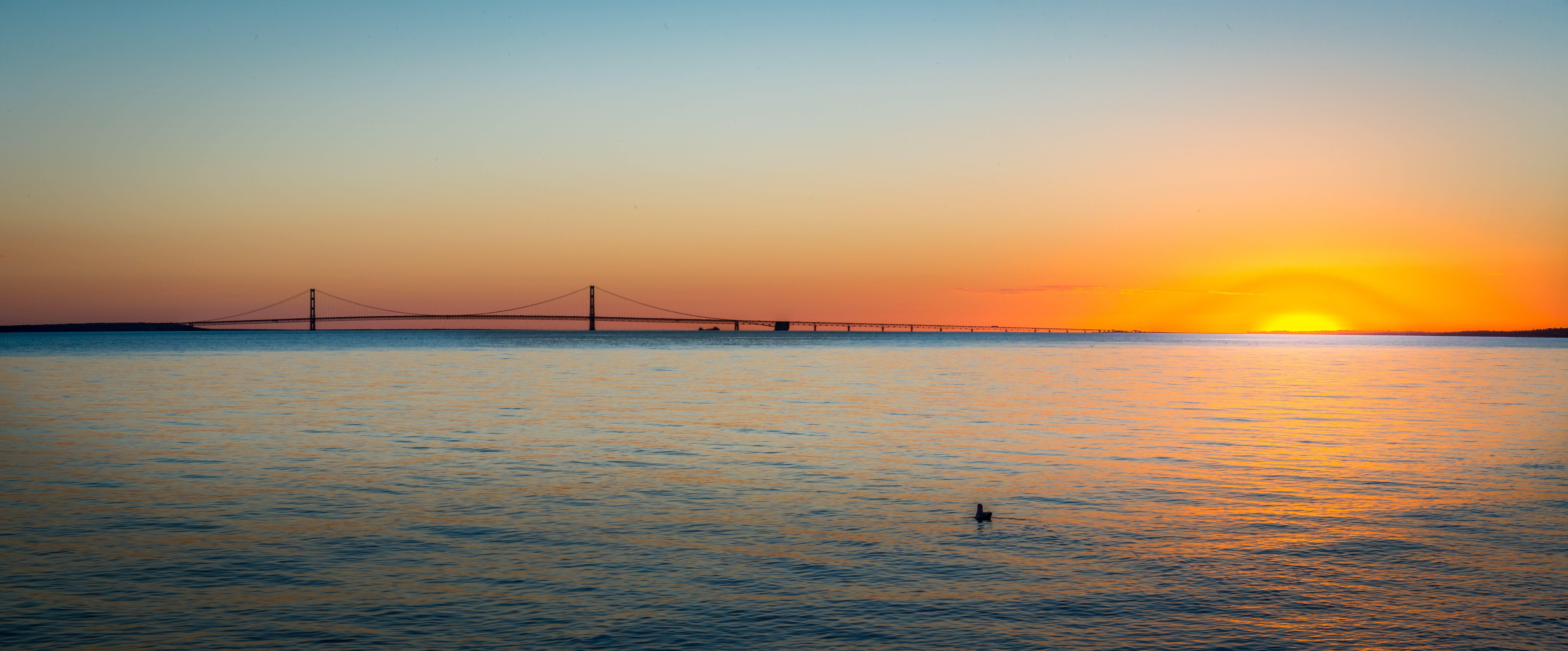 image of the mackinac bridge at sunset