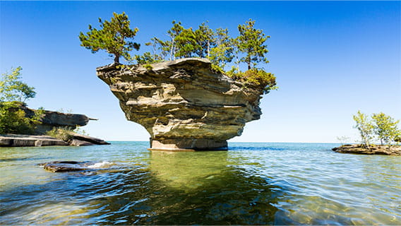 photo of turnip rock in Lake Huron