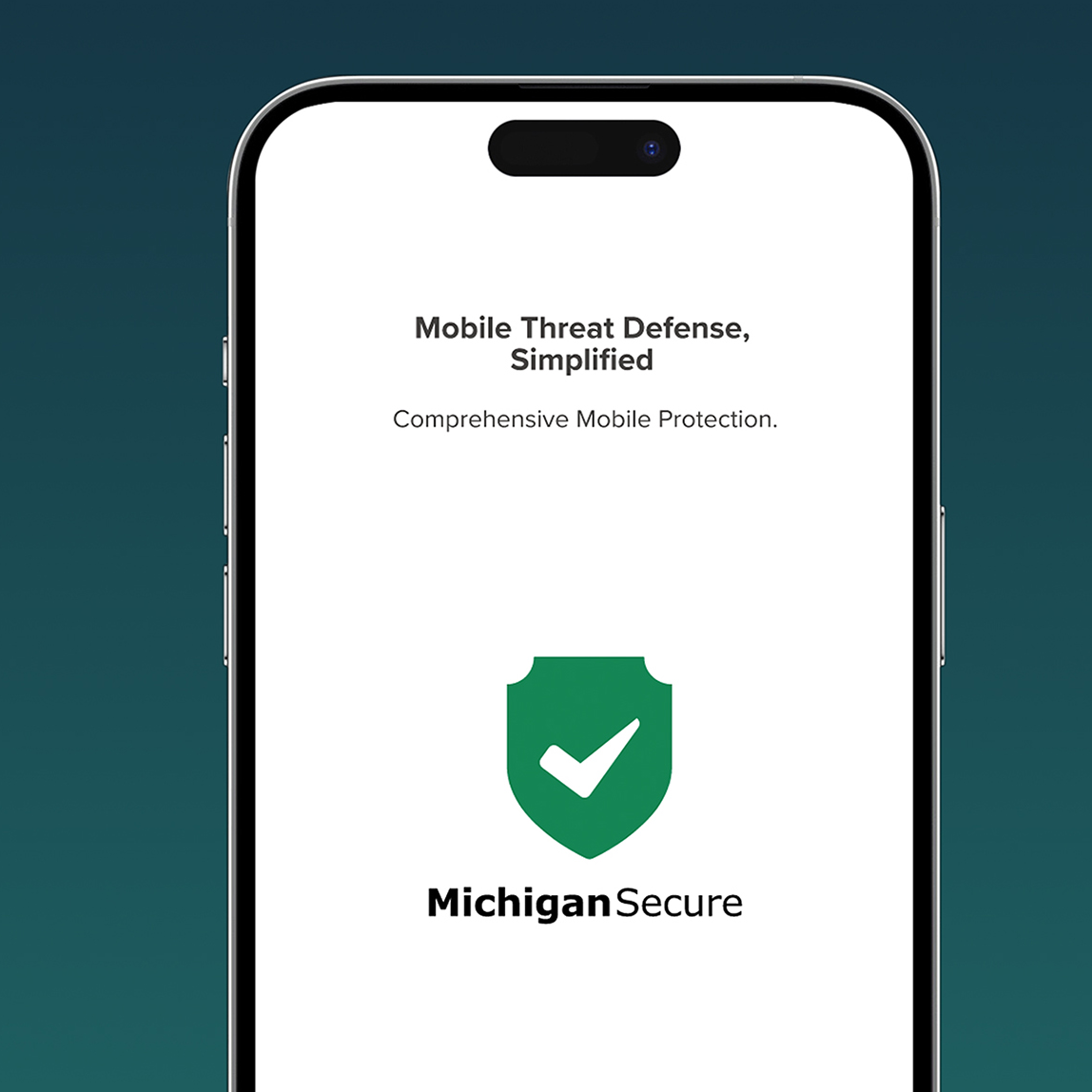 Phone with Michigan Secure on screen