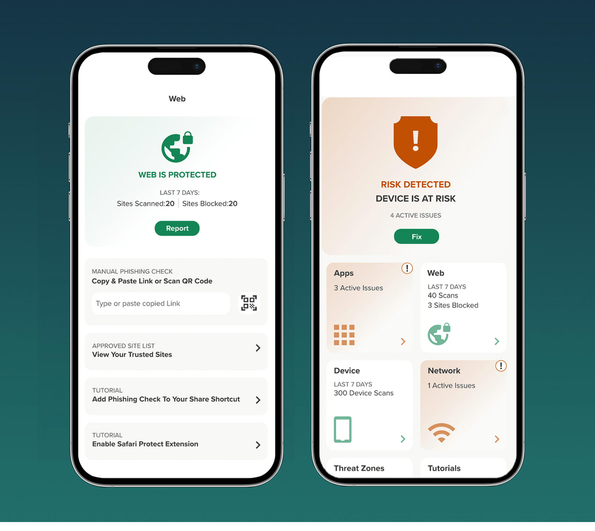 Two phones showing Michigan Secure content.