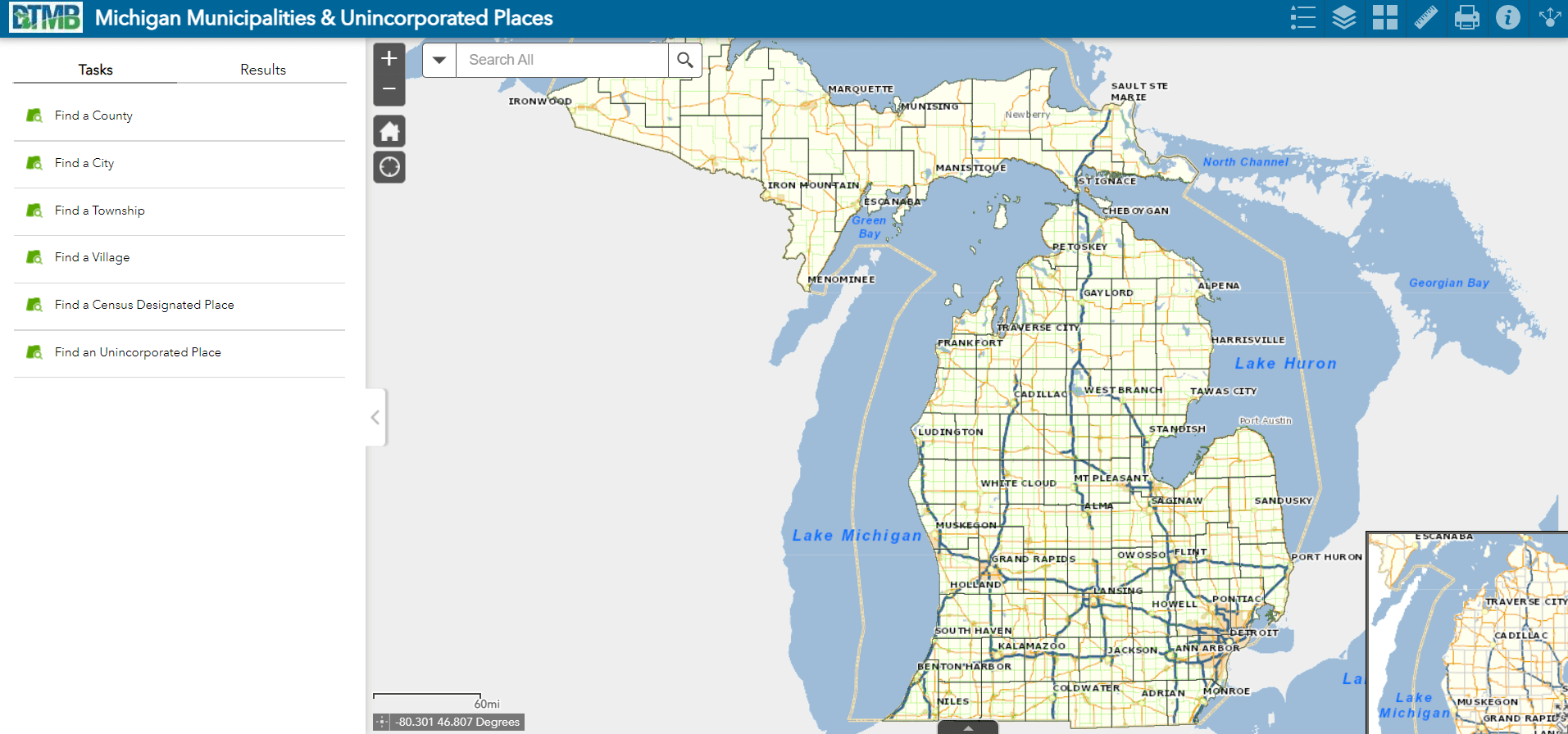 screen capture of interactive map offered by css for boundaries layer 