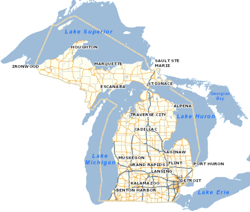 Image of State of Michigan basemap