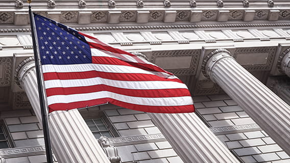 Government Building with American Flag by Brandon-Mowinkel
