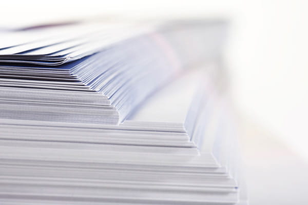 A stack of papers. 