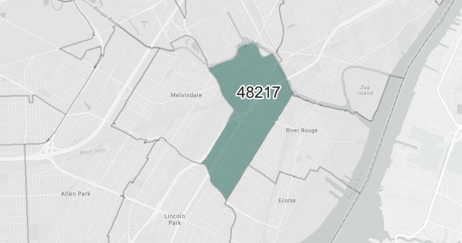 Map of the 48217 ZIP Code Area