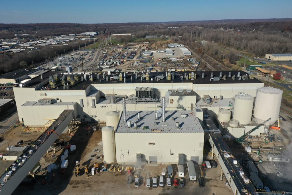 Aerial image of the Graphic Packaging K2 building in Kalamazoo, Michigan