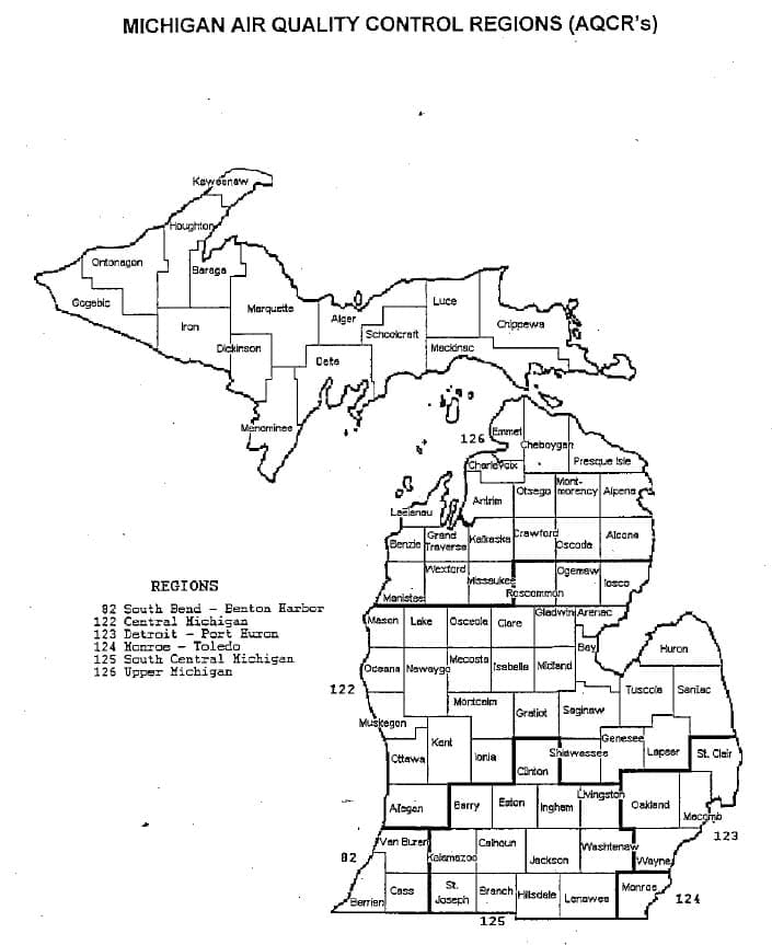 Michigan Air Quality Control Regions (ACRs)