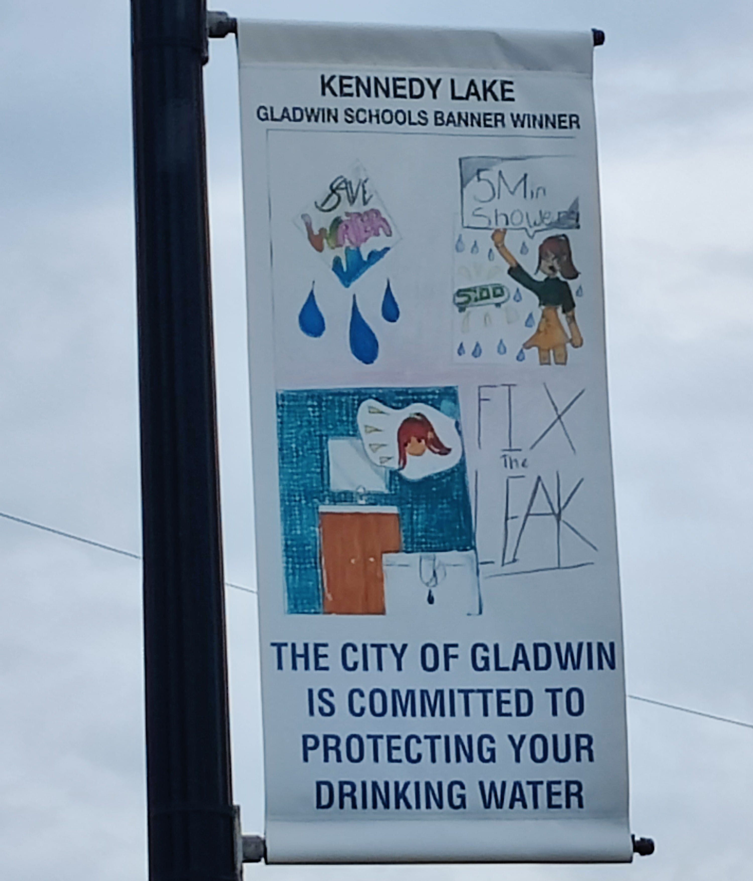 Winning banners like this one were displayed on Gladwin streets as part of a source water protection banner school contest.