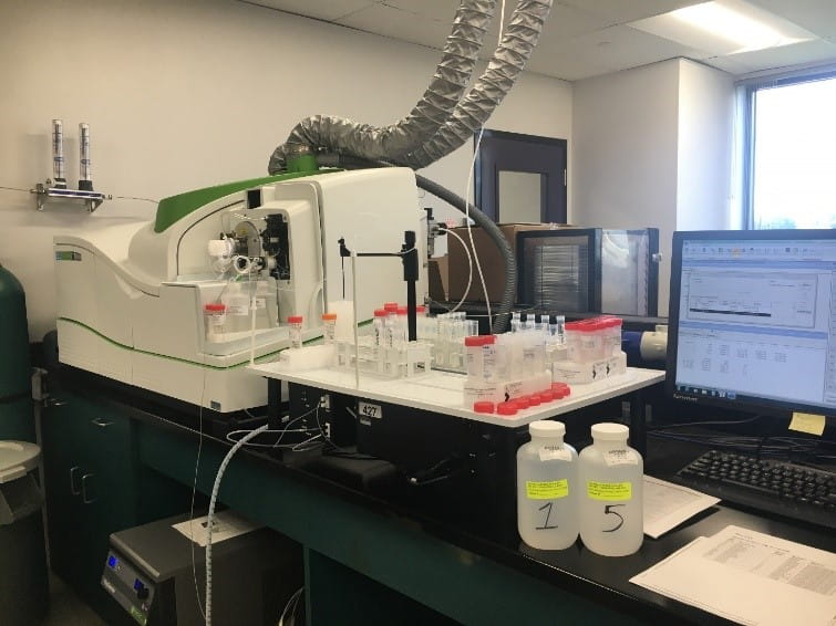 Lead and copper samples are run through Inductively Coupled Plasma Mass Spectrometer at state lab