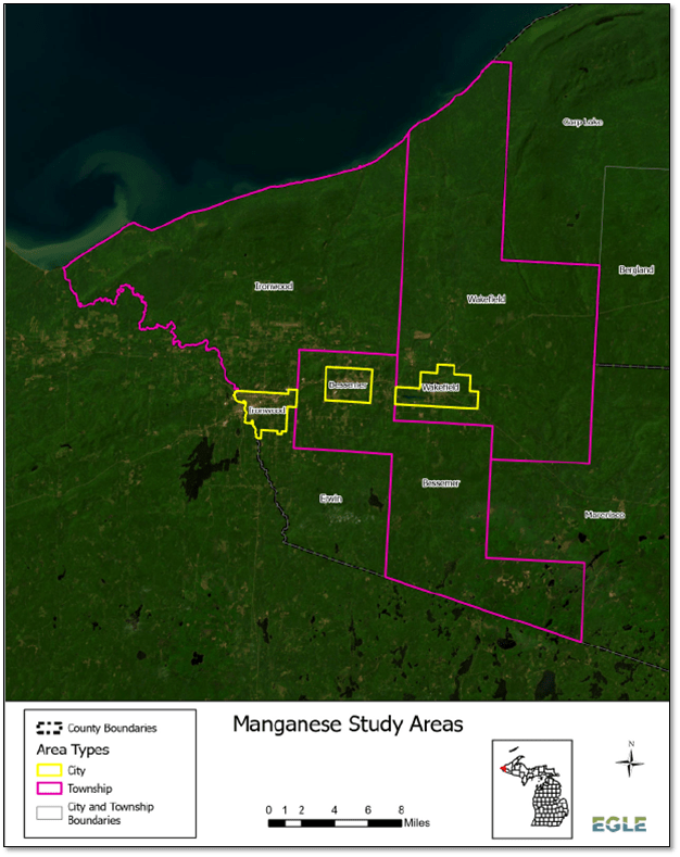 Map outline of Gogebic County, Michigan county, city, and township borders