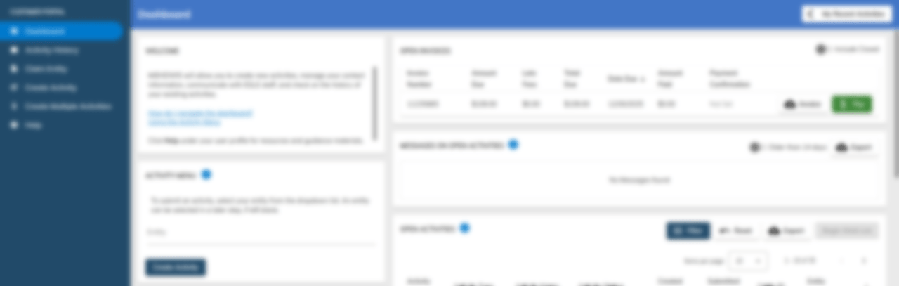 MiEHDWIS Customer Portal blurred