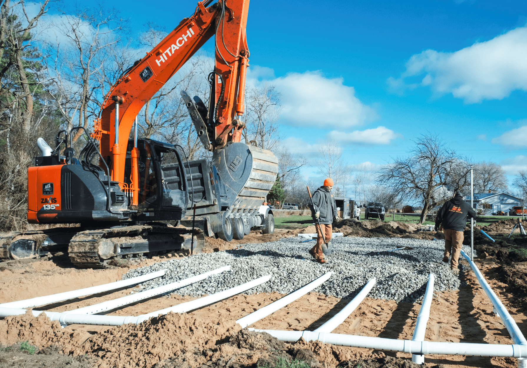 Crane replacing onsite wastewater system