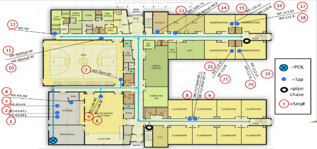 sample map of school with sampling plan fixtures