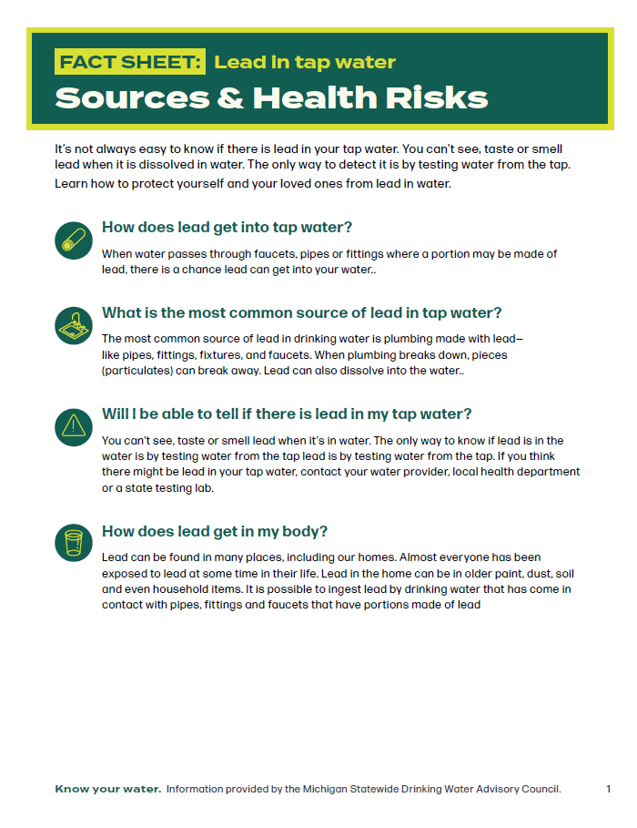 Fact Sheet: Sources & Health Risks of lead in tap water