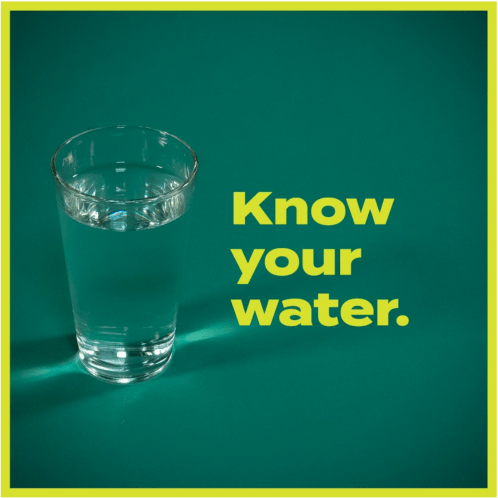Know your water with filled drinking water glass