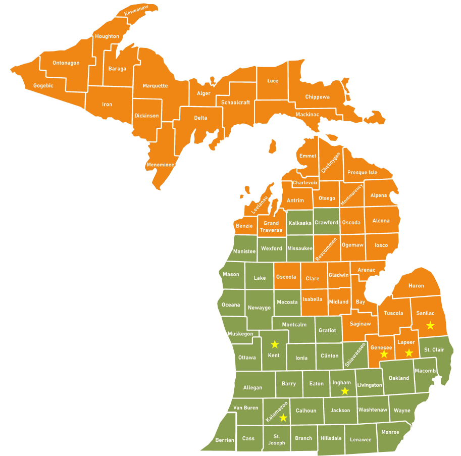 Color-coded map of Septage assignments, for decoration
