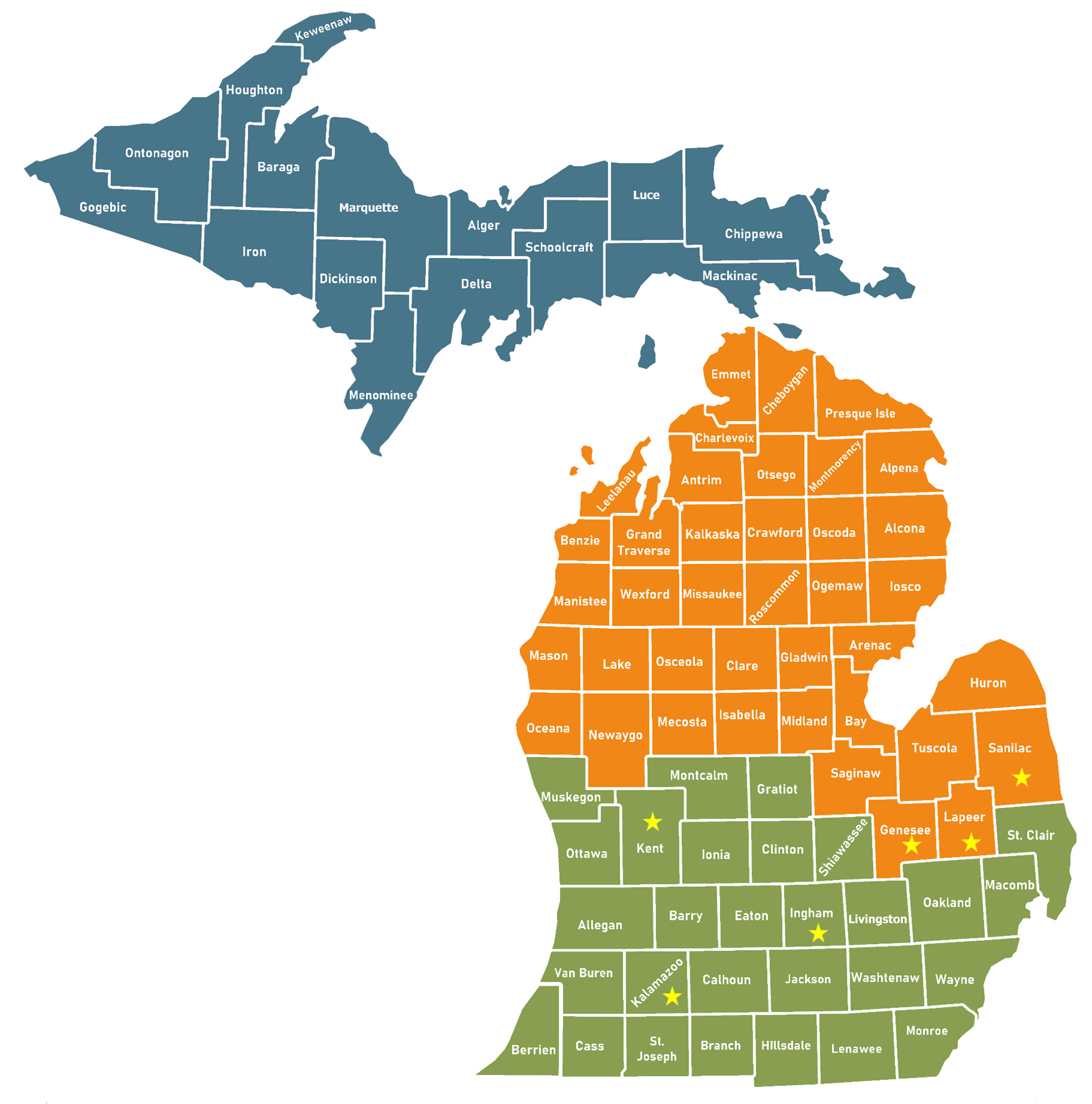 Color-coded map of Septage assignments, for decoration