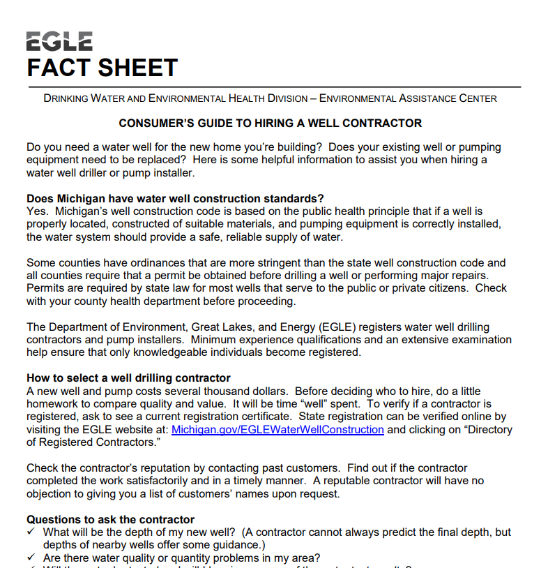 Guide to hiring a water well contractor PDF thumbnail