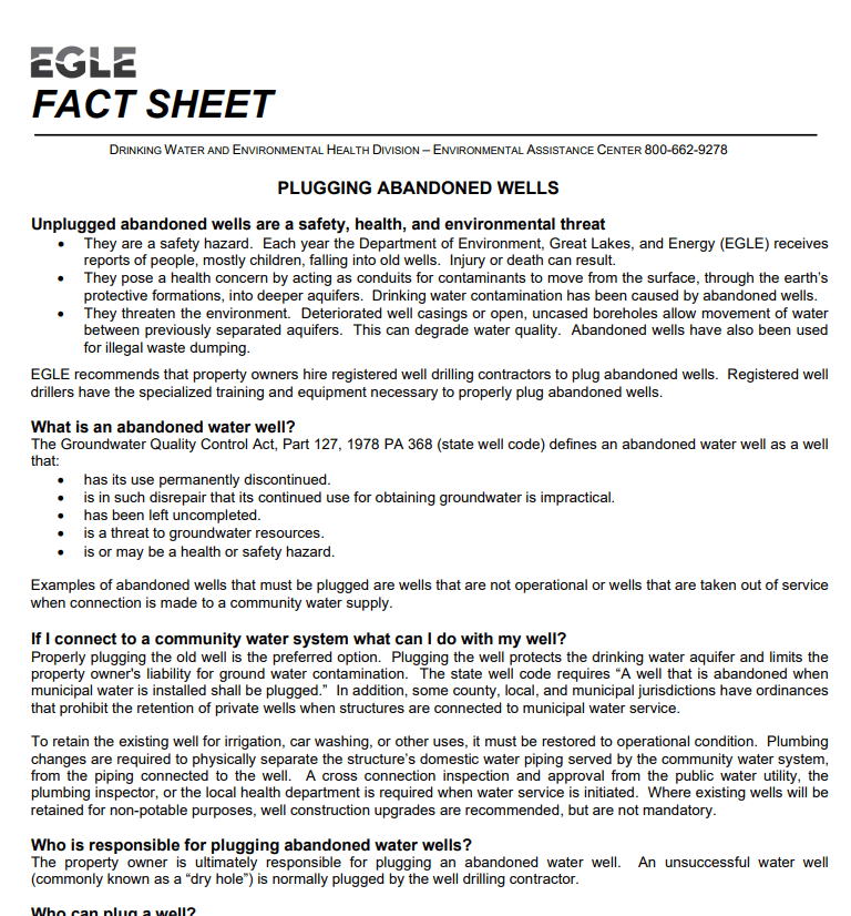 Thumbnail of plugging abandoned wells factsheet