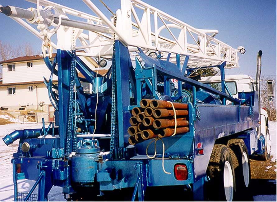 blue truck for a water well construction contractor