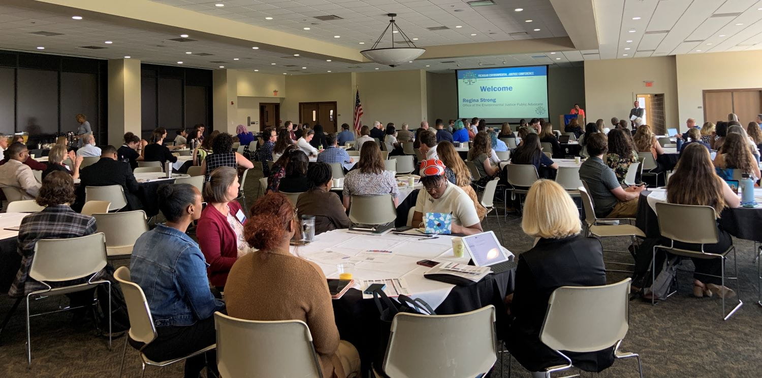 A wide angle view of the many attendees at the 2023 Michigan Environmental Justice conference