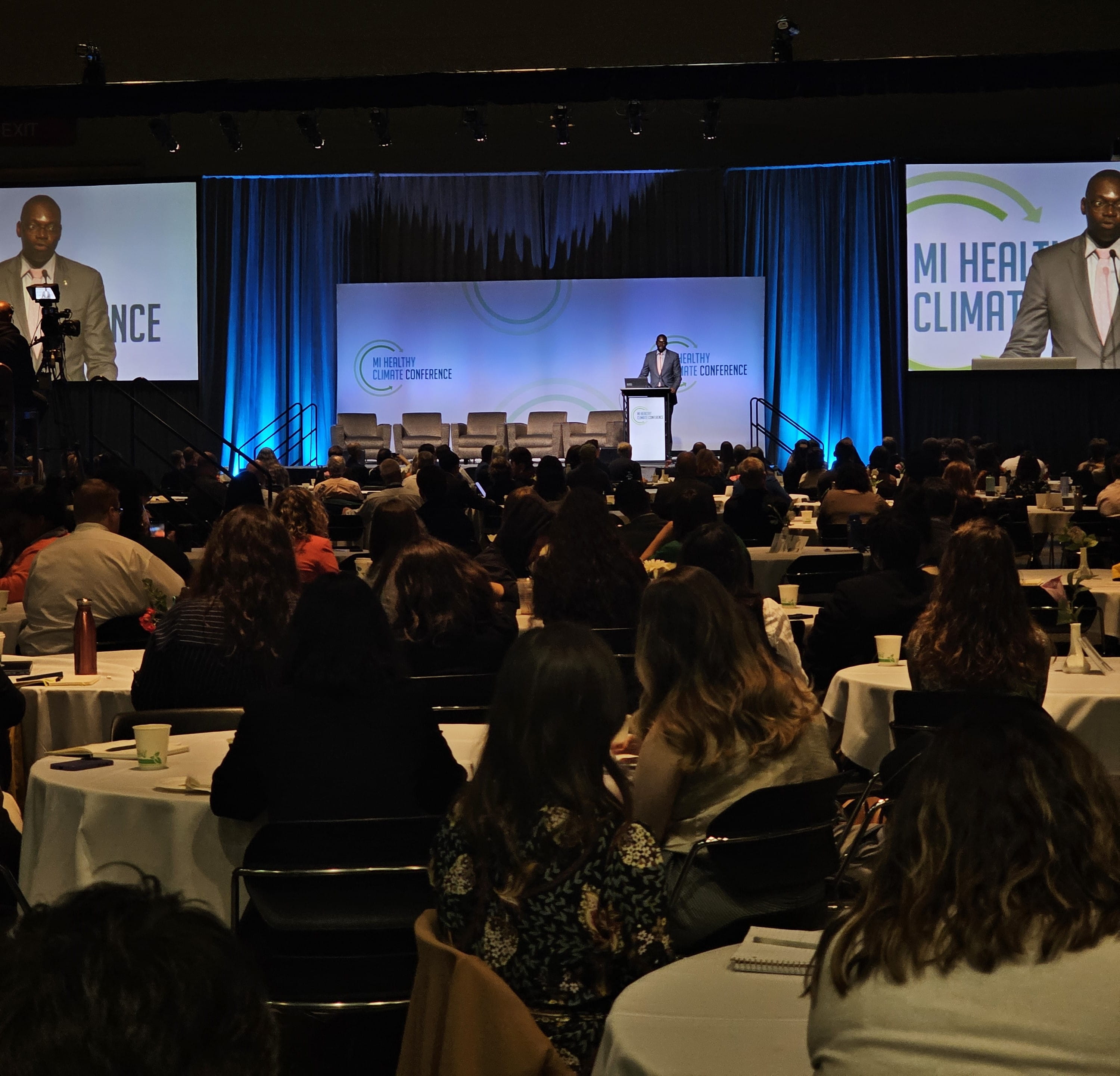 Lieutenant Governor Garlin Gilchrist II announces the Climate Justice Challenge at the conference on May 16.