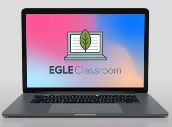 EGLE Classroom logo on laptop screen