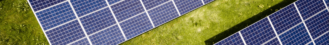 An array of solar panels on grass