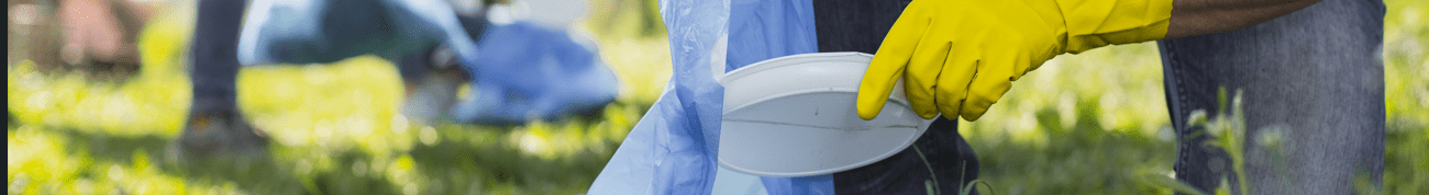 Cleaning up trash and with gloves