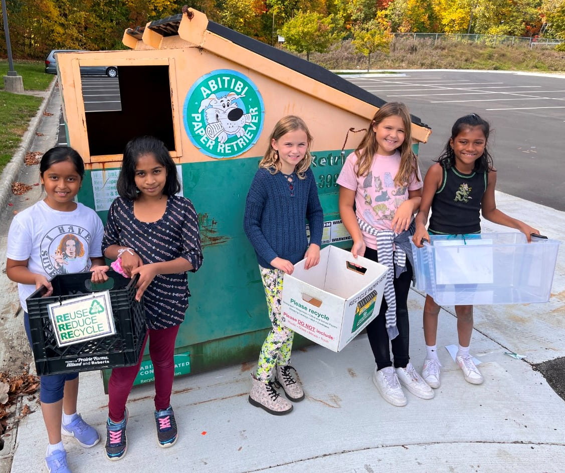 Students take part in a Michigan Green Schools recycling project. 
