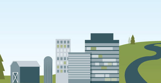 an illustrated city scape
