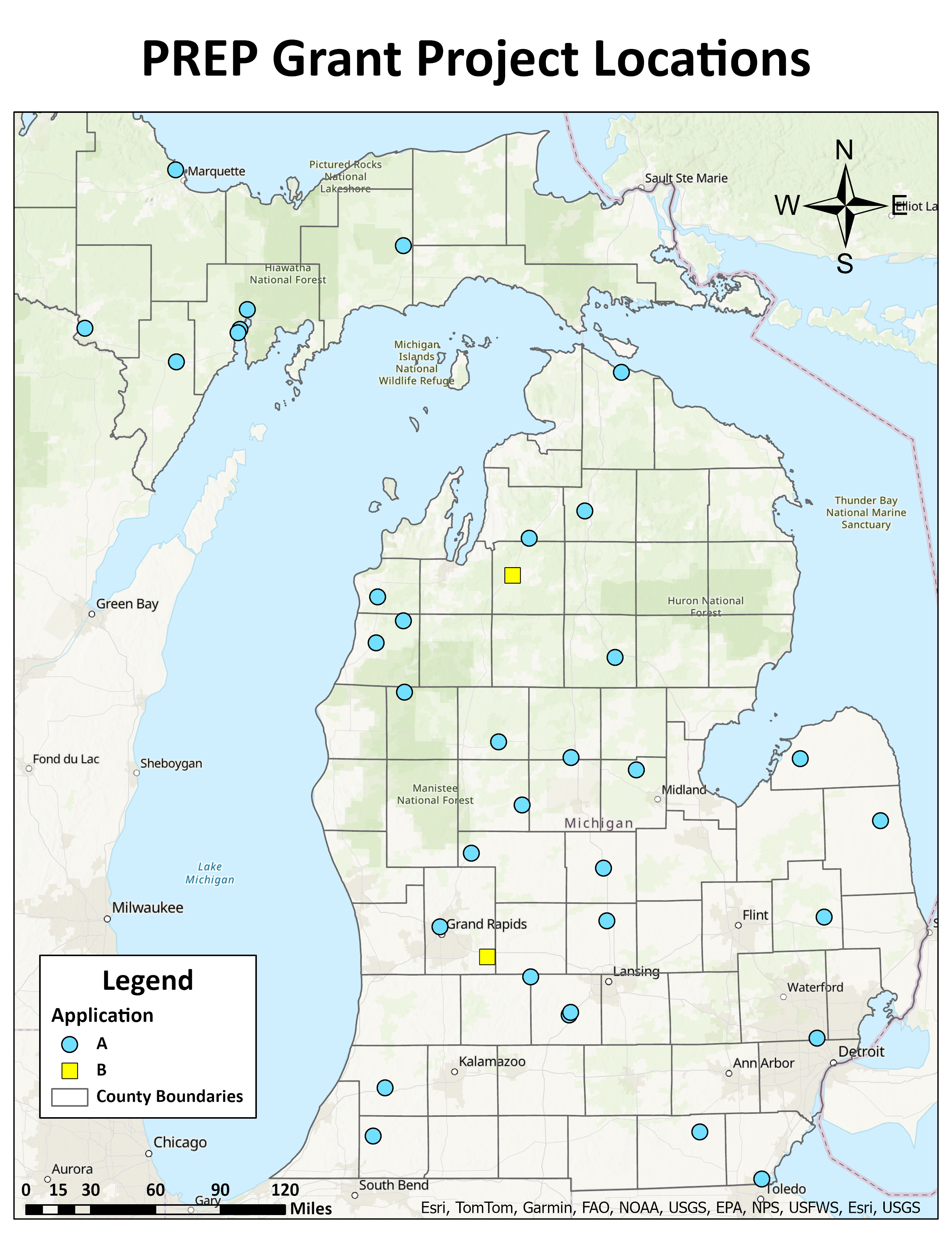 Propane Resilience Enhancement Program (PREP) 2024 Grant Project Locations. All data is available on Michigan.gov.