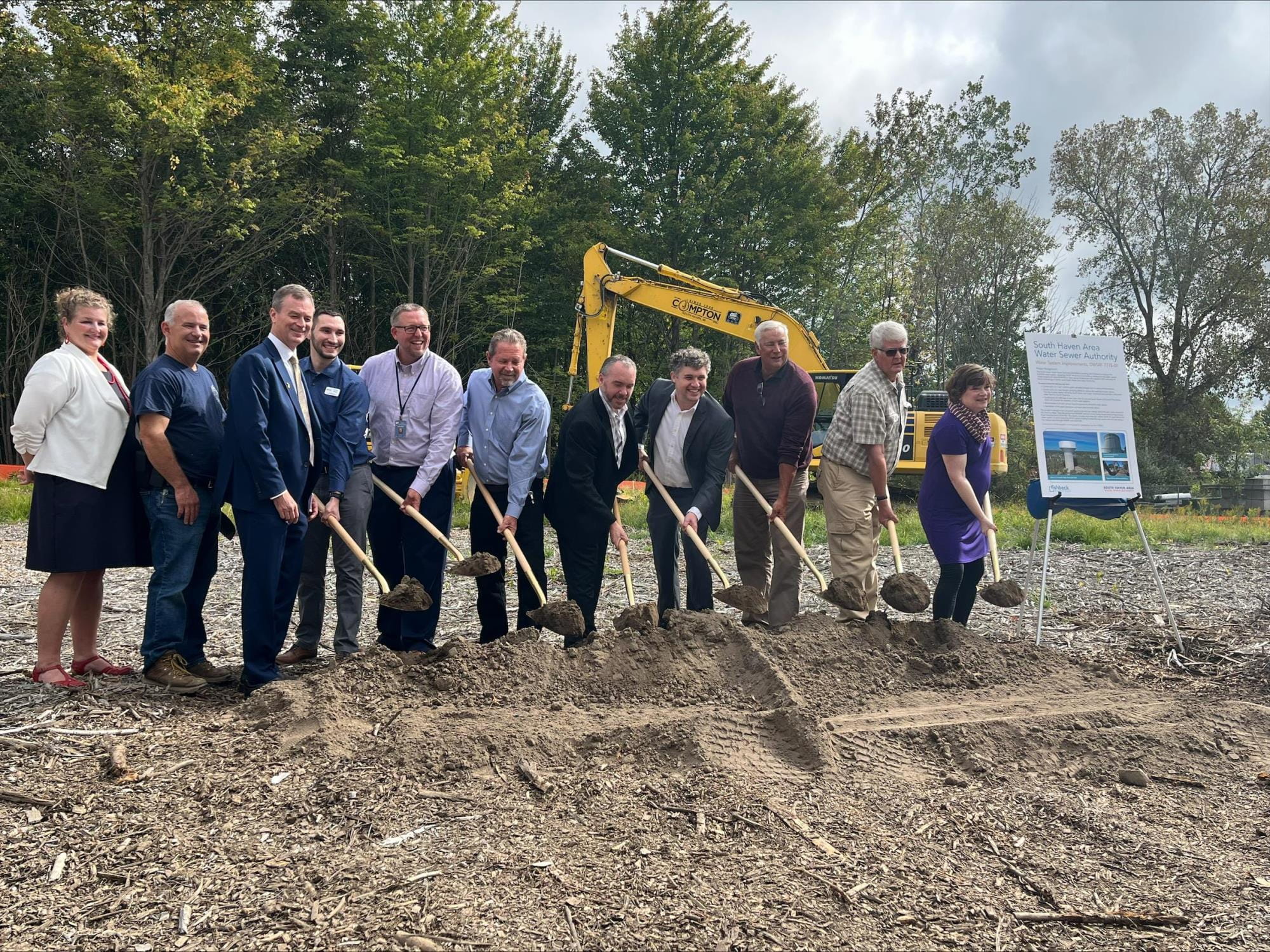 EGLE Director Phil Roos (third from left) at groundbreaking ceremony for water infrastructure in South Haven.