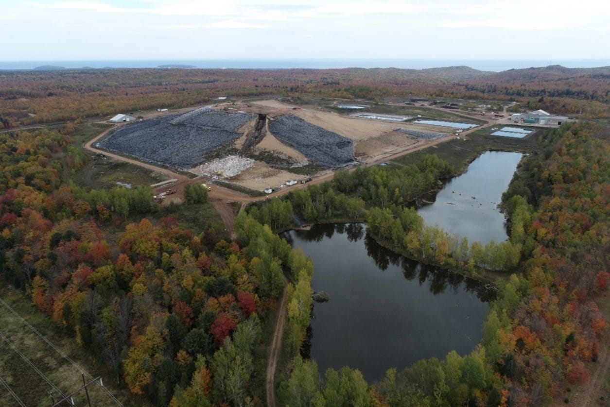 An aerial view of the Marquette County landfill.
