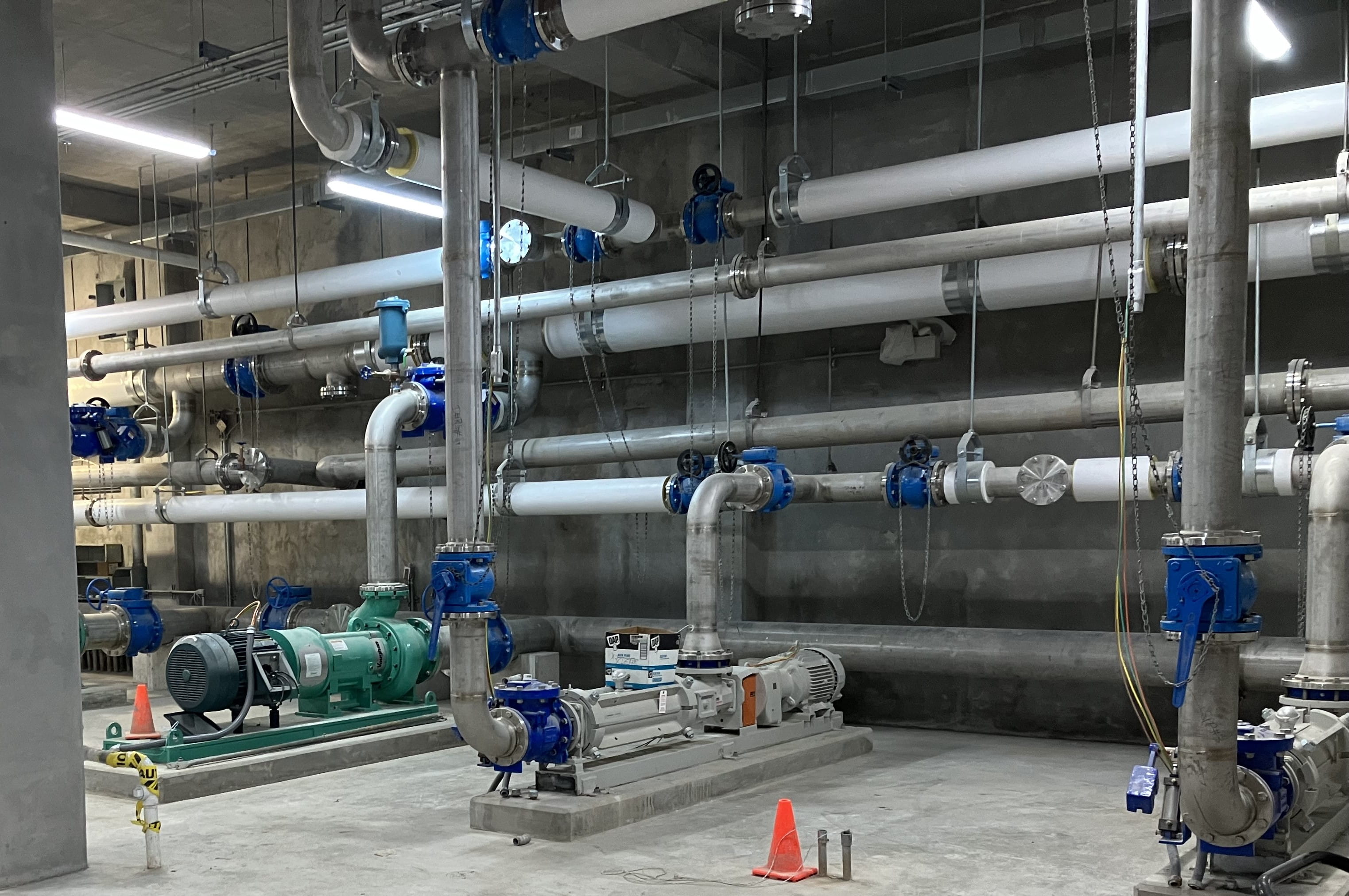 Image of system piping in basement