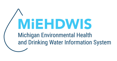 Michigan Environmental Health and Drinking Water Information System (MiEHDWIS) with water droplet