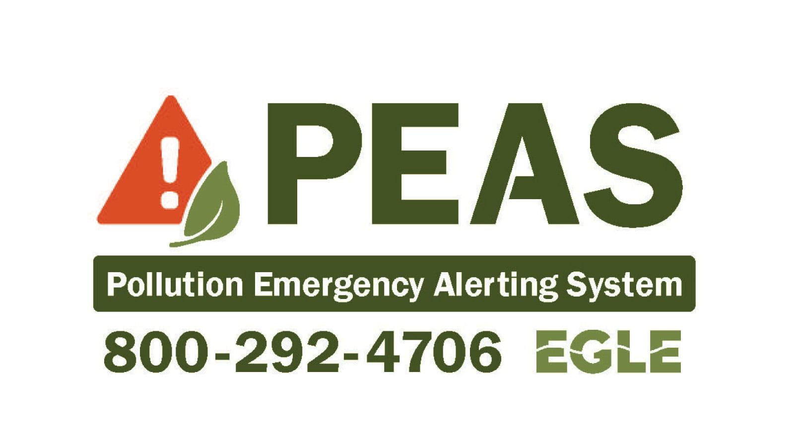PEAS Pollution Emergency Alerting System 800-292-4706 EGLE Logo