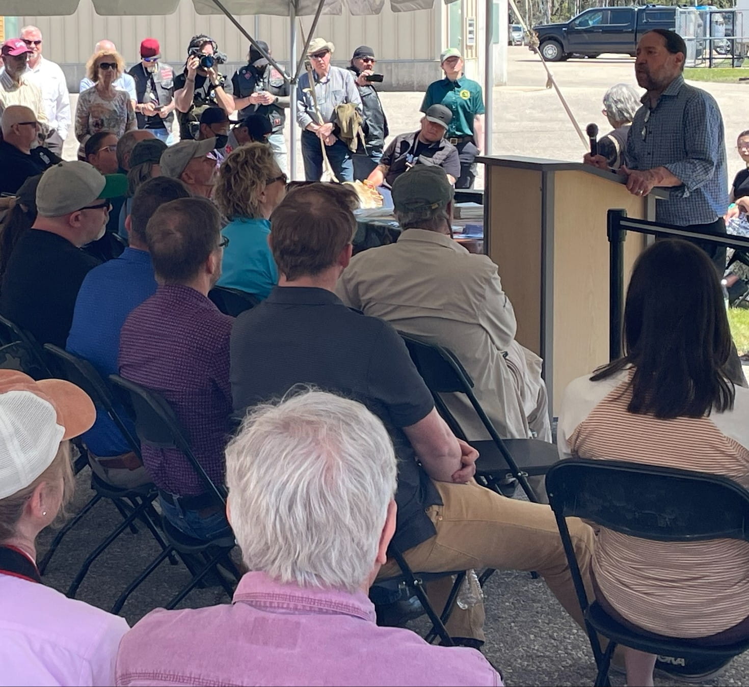 Frank Beaver, Natural Resource Department director of the Little River Band of Ottawa Indians, at Arctic grayling event.