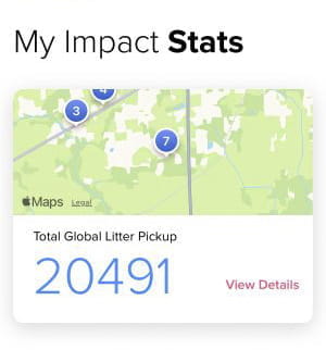 The Litterati app showing Nathan Noll as 11th in the world for the number of pieces collected (20,491) in 2025. 